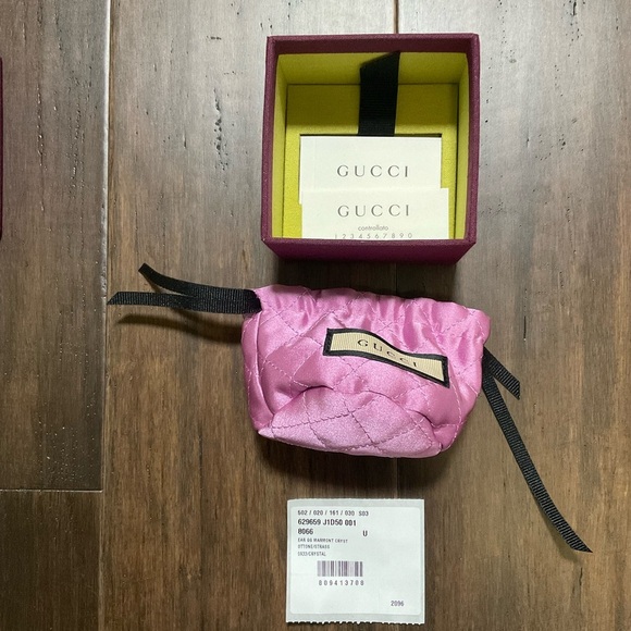 Gucci Marmot Crystal Silver Antique Gold Drop Earrings OS - Picture 4 of 4